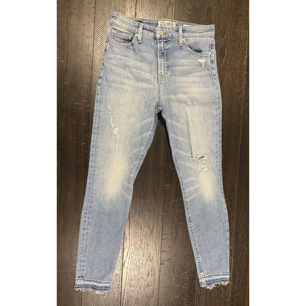 Lucky Brand Jeans Women's Bridgette High-Rise Skinny Sz 4/27 Ankle Distress Frey